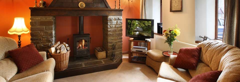 Log Fire in Hafod Y Wennol Holiday Cottage