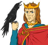Urien Rheged and a raven from Welsh legend and folklore